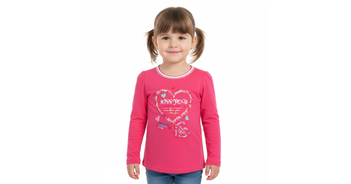Dívčí tričko dlouhý rukáv srdíčko Kugo