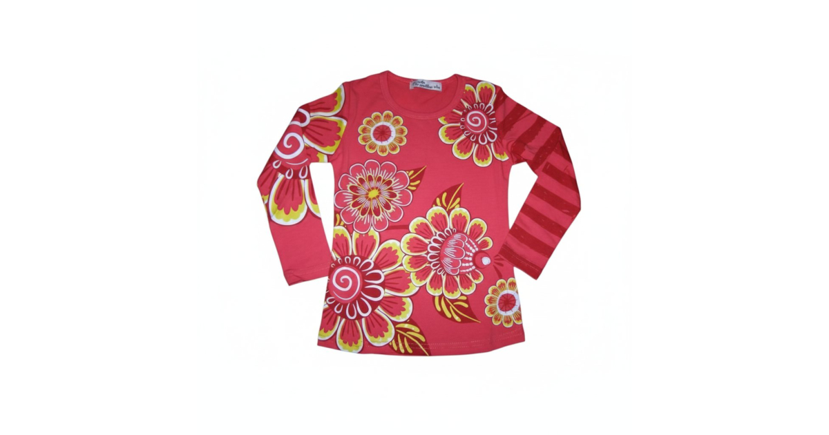 Dívčí tričko dlouhý rukáv kytičky Monellina