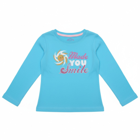 Dívčí tričko dlouhý rukáv sluníčko modrá