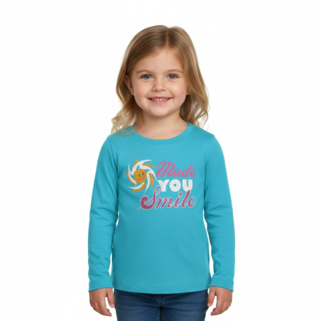 Dívčí tričko dlouhý rukáv sluníčko modrá