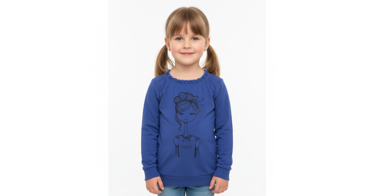 Dívčí tričko, tunika dlouhý rukáv Wolf s holčičkou