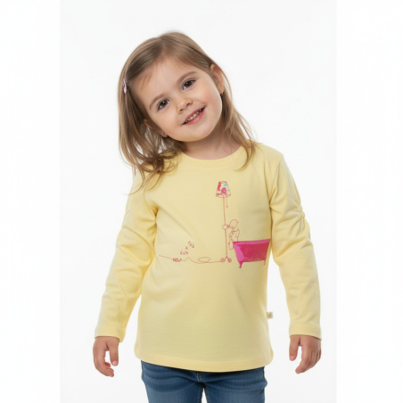 Dívčí tričko dlouhý rukáv obrázek Wolf  žlutá