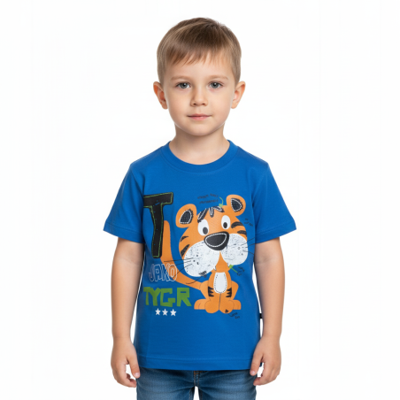 Chlapecké letní tričko krátký rukáv Tygr - modrá