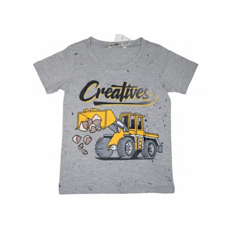Chlapecké letní tričko bagr nakladač šedá
