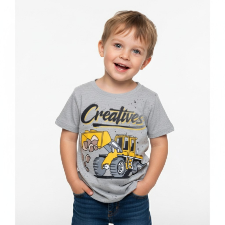 Chlapecké letní tričko bagr nakladač šedá