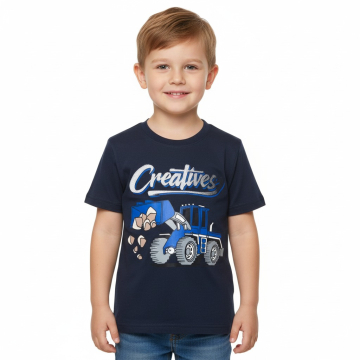 Chlapecké letní tričko bagr - nakladač tm.modrá