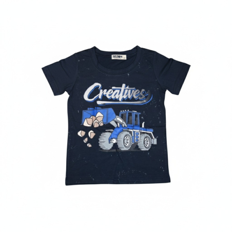 Chlapecké letní tričko bagr - nakladač tm.modrá