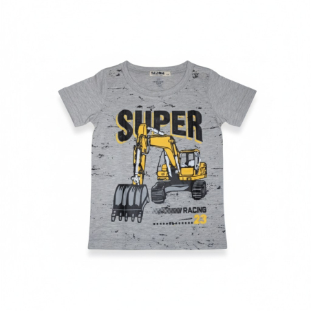 Chlapecké letní tričko bagr šedá