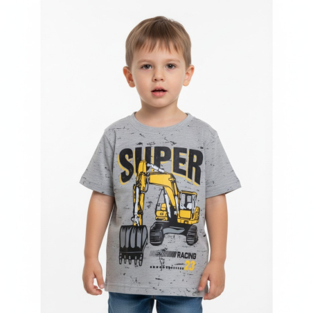 Chlapecké letní tričko bagr šedá
