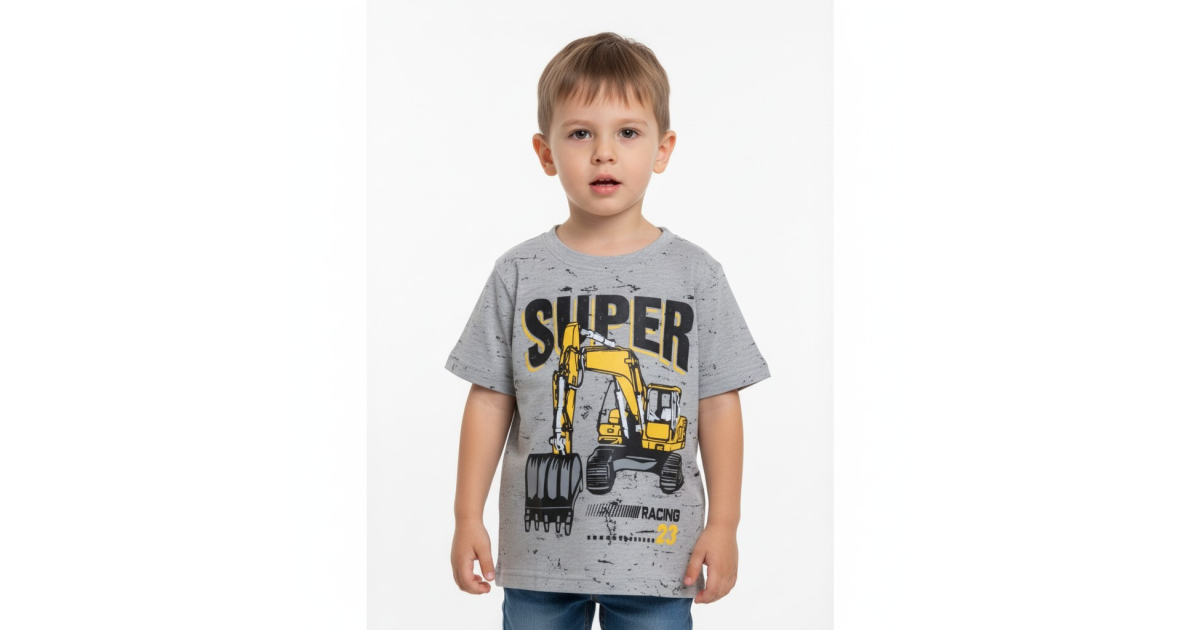 Chlapecké letní tričko bagr šedá