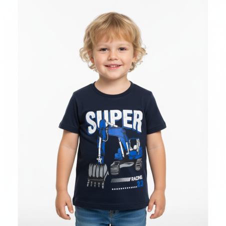 Chlapecké letní tričko bagr tm.modrá