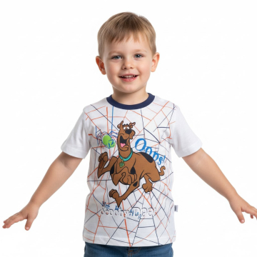 Tričko krátký rukáv Scooby Doo v síti pavučiny - bílá