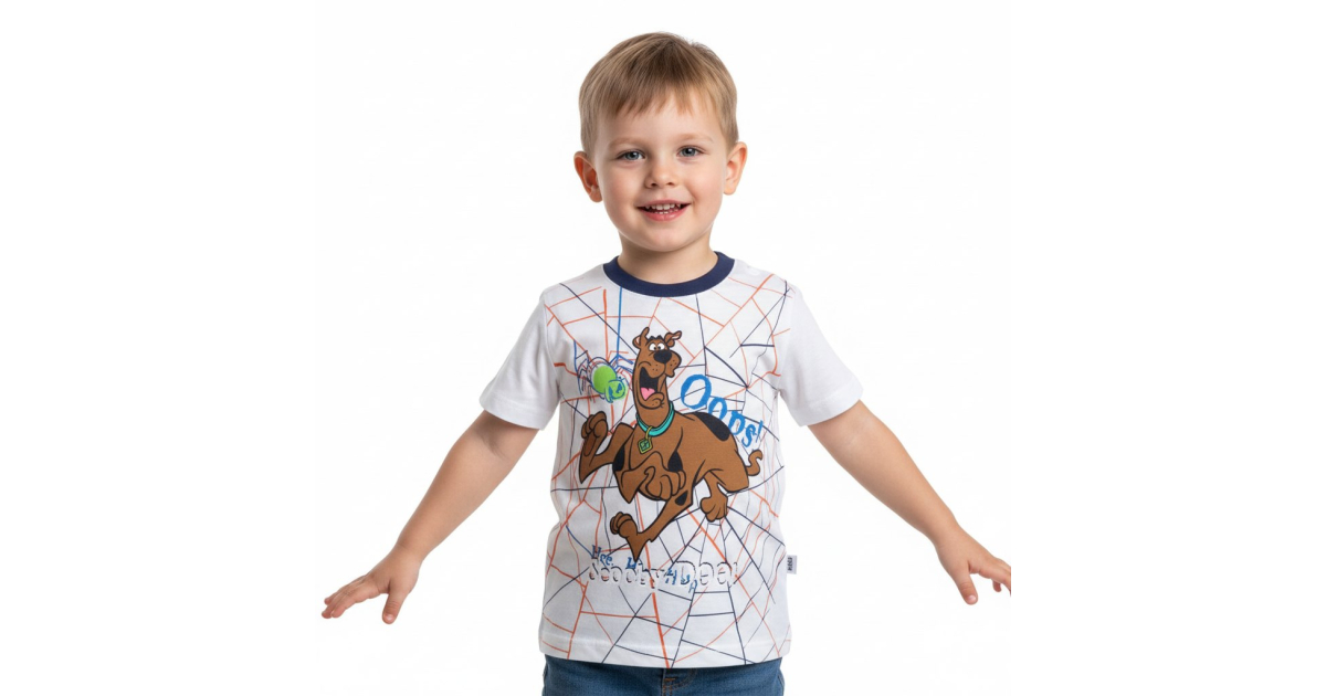 Tričko krátký rukáv Scooby Doo v síti pavučiny - bílá