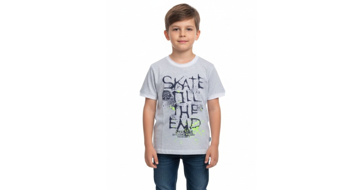 Chlapecké letní tričko krátký rukáv melír nápis Kugo