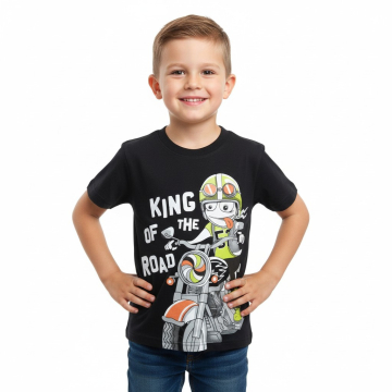 Chlapecké letní triko kluk na motorce černá