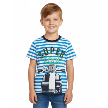 Chlapecké tričko krátký rukáv proužek motorka Kugo