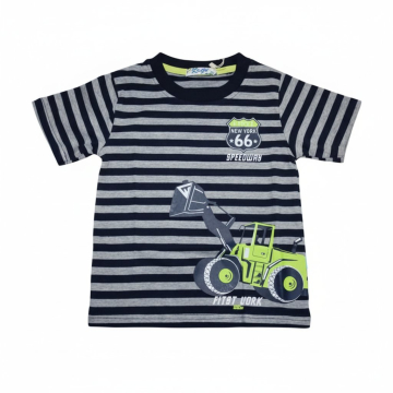 Chlapecké letní tričko  krátký rukáv - proužek Bagr