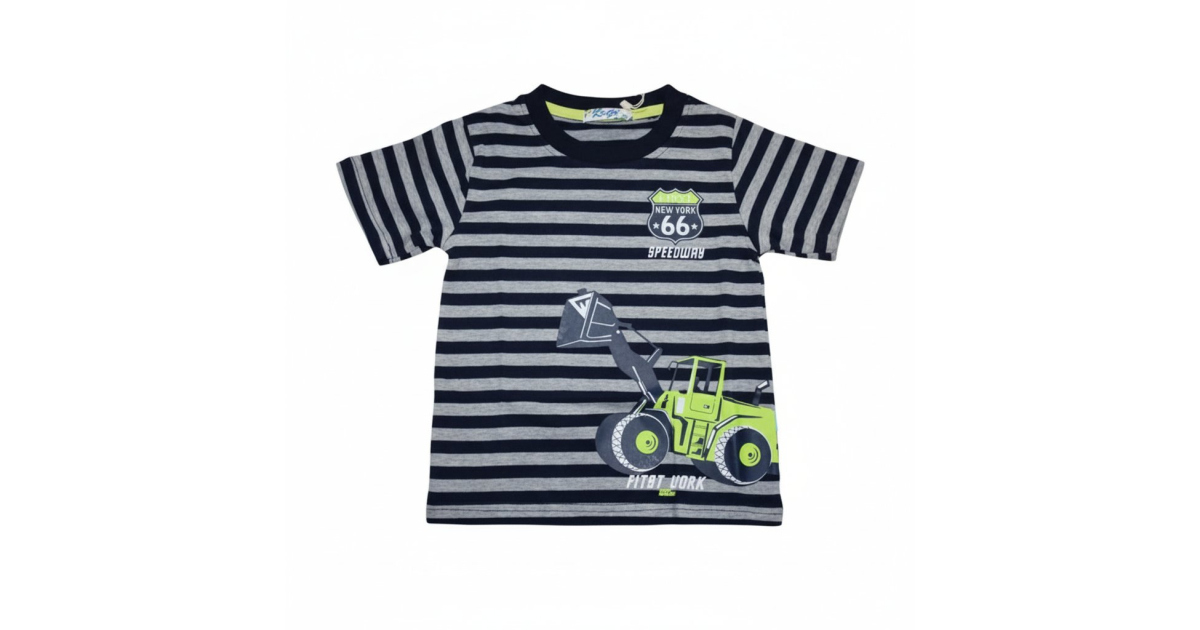 Chlapecké letní tričko  krátký rukáv - proužek Bagr