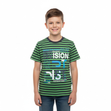 Chlapecké tričko krátký rukáv proužek Kugo nápis