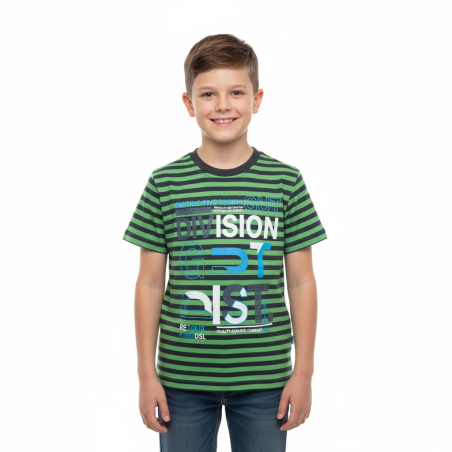 Chlapecké tričko krátký rukáv proužek Kugo nápis