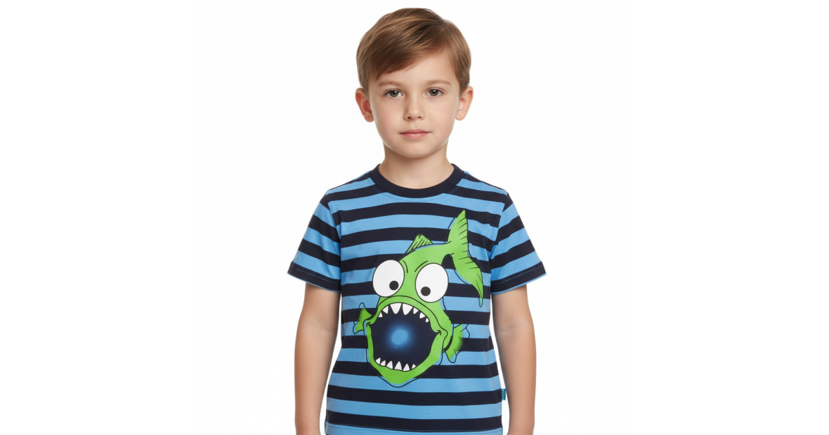 Chlapecké tričko krátký rukáv Kugo pruhované ryba