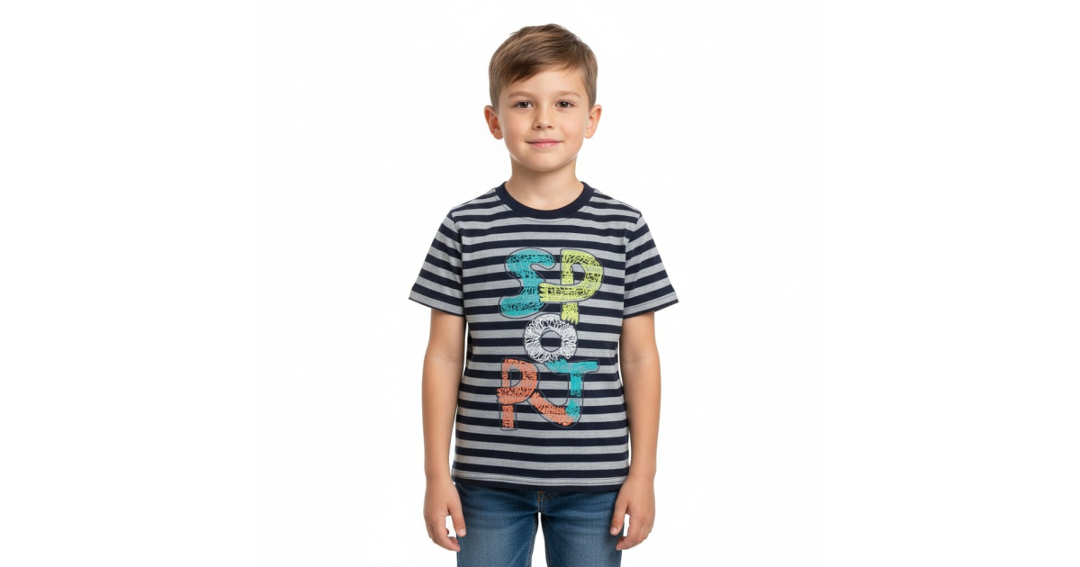 Chlapecké tričko krátký rukáv  Kugo proužek  písmena