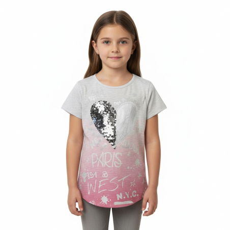 Dívčí letní tričko srdíčko s flitry Kugo