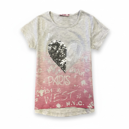 Dívčí letní tričko srdíčko s flitry Kugo