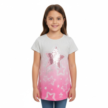 Dívčí letní tričko - hvězdička flitry