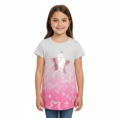 Dívčí letní tričko - hvězdička flitry