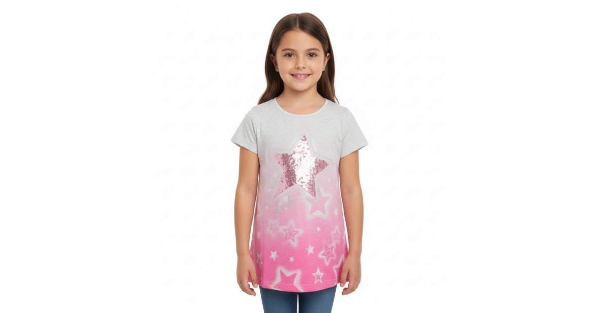 Dívčí letní tričko - hvězdička flitry