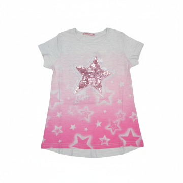 Dívčí letní tričko - hvězdička flitry