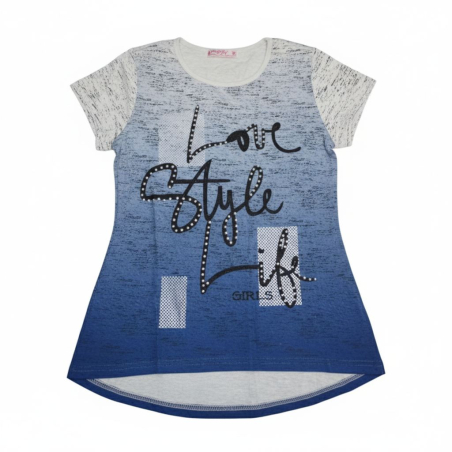 Dívčí letní tričko s nápisem zdobené Kugo modré