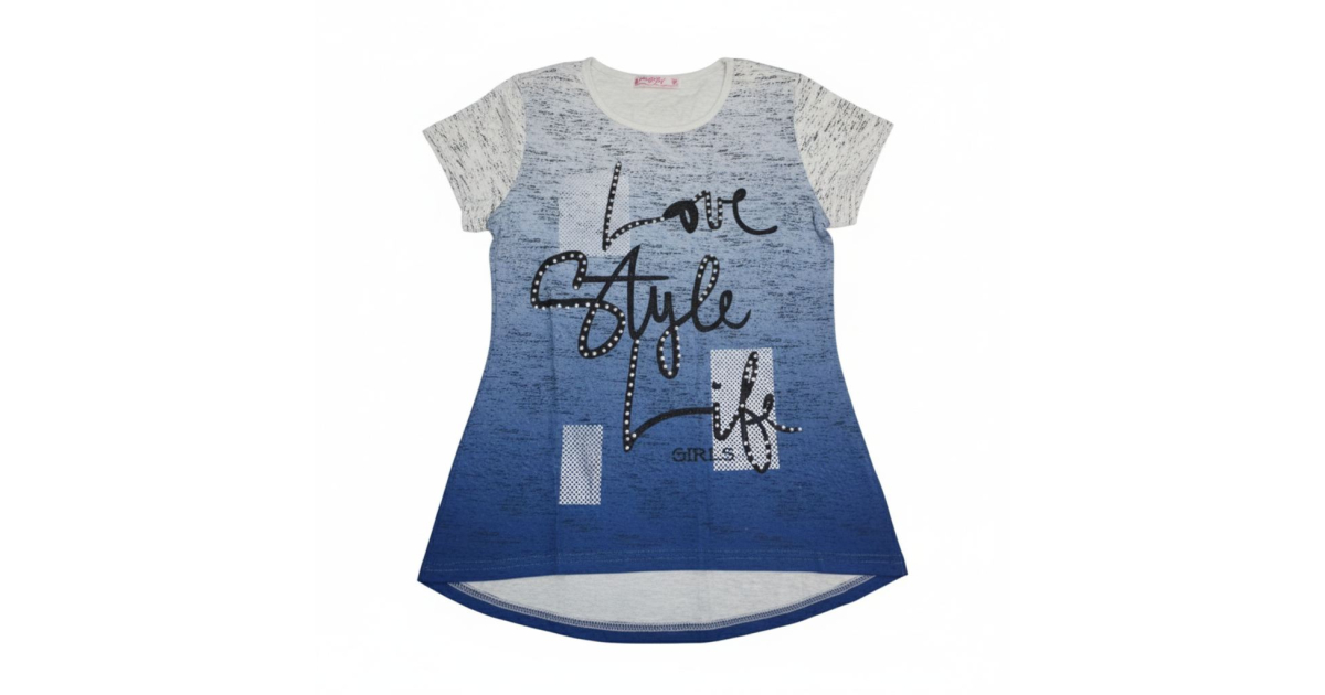 Dívčí letní tričko s nápisem zdobené Kugo modré