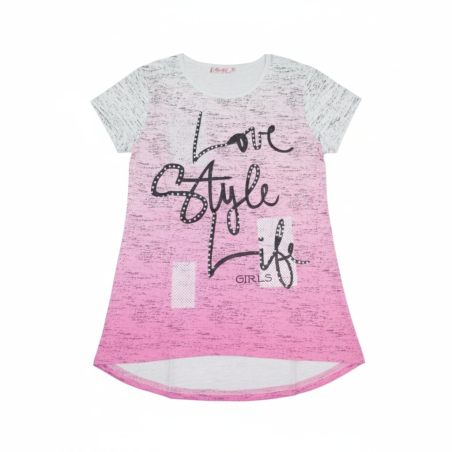 Dívčí letní tričko s nápisem zdobené Kugo sv.růžové