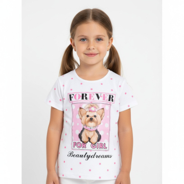 Dívčí letní tričko pejsek Jorkšír šedá