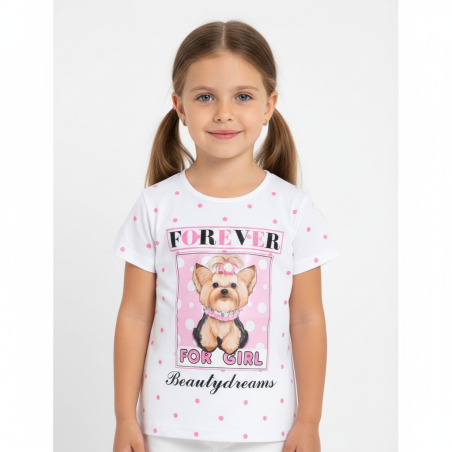 Dívčí letní tričko pejsek Jorkšír bílá