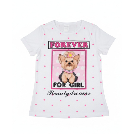 Dívčí letní tričko pejsek Jorkšír bílá