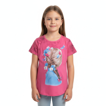 Dívčí letní tričko holčička s copánkem Kugo