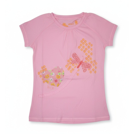 Dívčí letní tričko Wolf srdíčko růžová