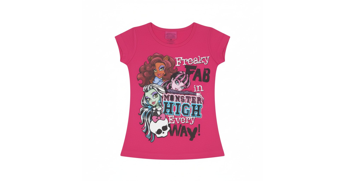 Dívčí letní tričko MONSTER HIGH - tm.růžová