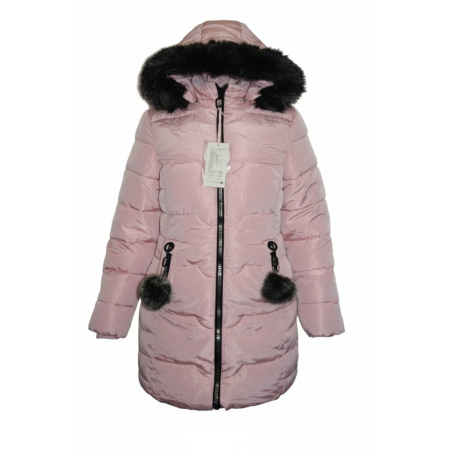 Dívčí luxusní prošívaný zimní kabátek s kožešinkou