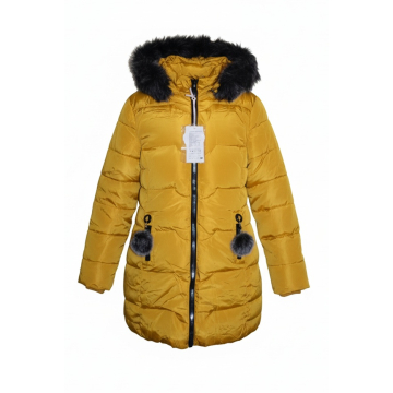 Dívčí luxusní prošívaný zimní kabátek s kožešinkou
