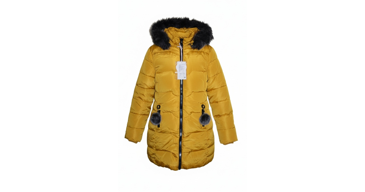 Dívčí luxusní prošívaný zimní kabátek s kožešinkou