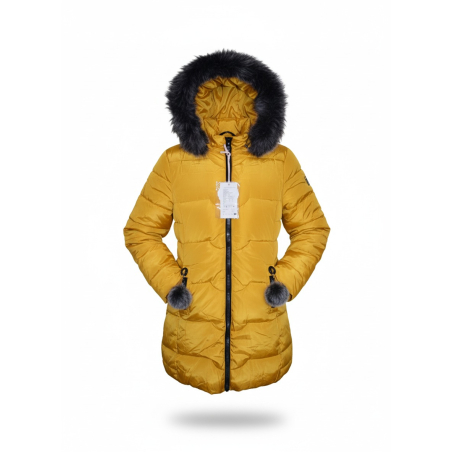Dívčí luxusní prošívaný zimní kabátek s kožešinkou