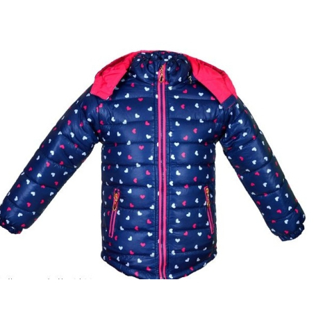 Dívčí zimní bunda se srdíčky | Fleece a duté vlákno