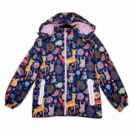 Dívčí šusťáková bunda zateplená – lesní zvířátka