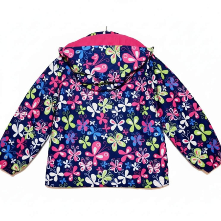 Dívčí šusťáková bunda zateplená motiv barevných motýlků