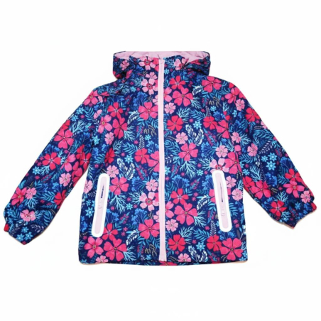 Dívčí šusťáková bunda zateplená motiv kytiček