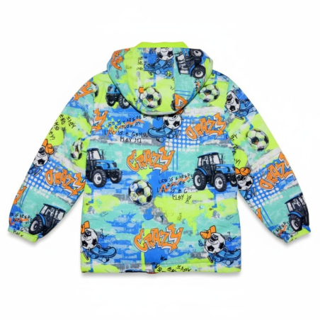 Chlapecká  šusťáková bunda zateplená – traktor a míče